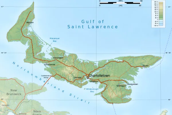 Prince Edward Island topographic map